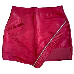 NWOT BOUTIQUE LE LIS Women's Sexy Gothic Wine Red Asymmetrical Mini Skirt Sz M